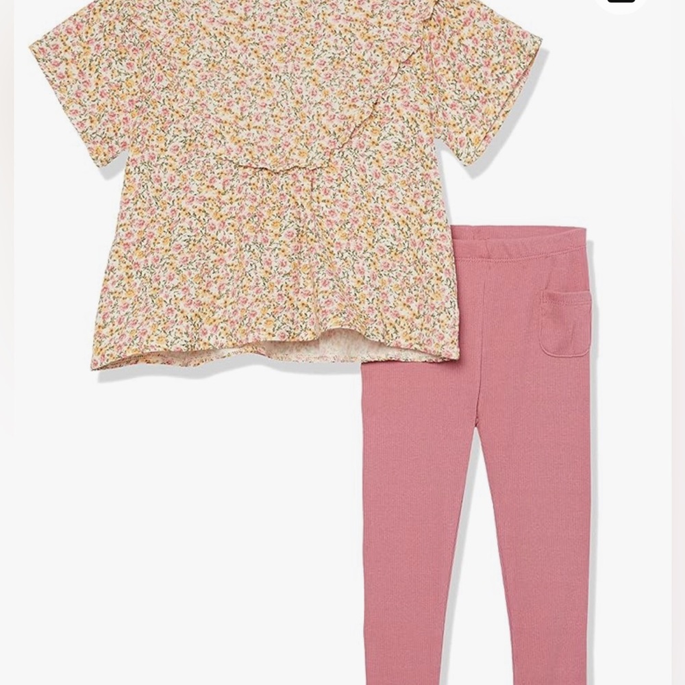 4T Jessica Simpson Ribbed Mauve Legging with Floral Blouse